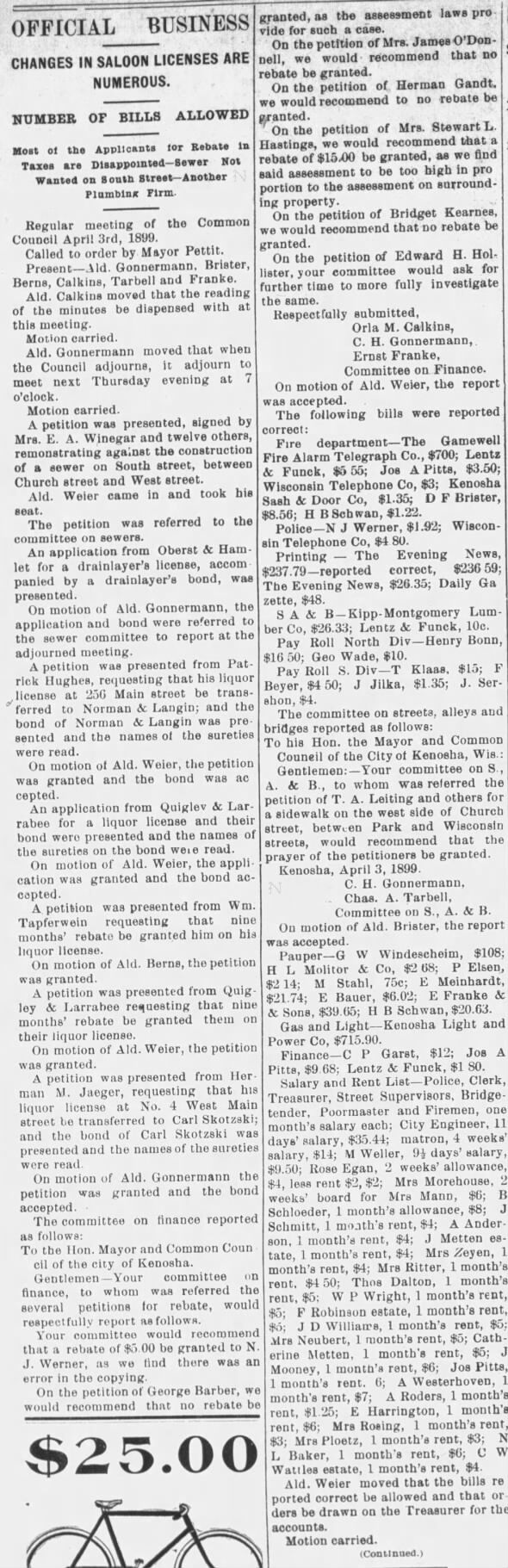 Clipping from Kenosha News